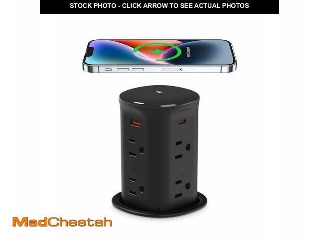 Lot 74-12709168 - ANNQUAN 3" Pop Up Countertop Receptacle with 65W USB-C Ports,15W Wireless Charger,4 USB,Pop Up Outle...