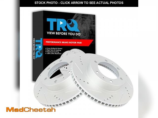 Lot 74-12164851 - TRQ Front Performance Brake Rotors Set Premium G-Coated Cross Drilled &amp; Slotted Compatible with ...