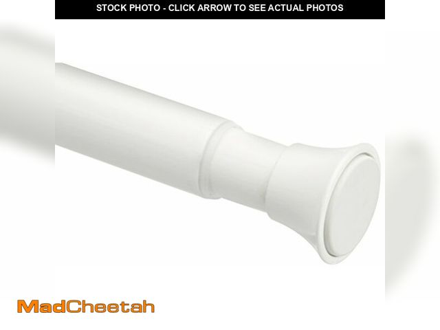 Lot 74-12759885 - Basics Tension Curtain Rod, Adjustable 54-90" Width - White, Classic Finial - UNUSED