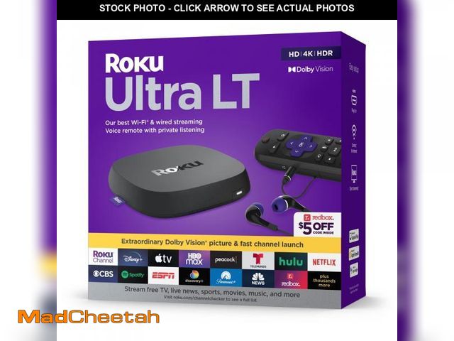 Lot 74-12051900 - Roku Ultra LT (2023) HD/4K/HDR Dolby Vision Quad-Core Streaming Player with HDMI Cable, Headphones, ...