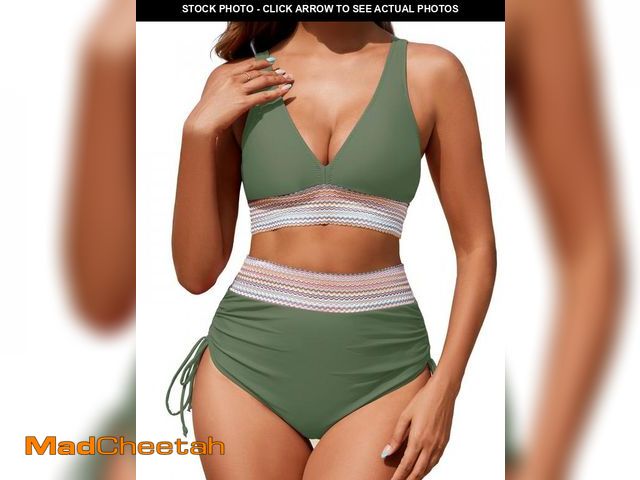 Lot 74-12344625 - Zuvebamyo Women's High Waisted Bikini Sets Two Piece Tummy Control Swimsuit Color Block Bathing Suit...