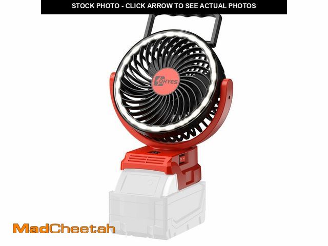 Lot 74-14383580 - ohyes Cordless 5IN Jobsite Fan Fit for Milwaukee 18V Battery Brushless Motor LED Variable Speed USB ...
