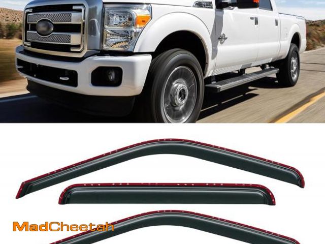 Lot 74-12043937 - in-Channel Window Rain Guards for 1999-2016 Ford F250 F350 F450 F550 Super Duty SuperCrew Cab, Windo...