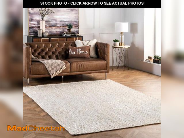 Lot 74-12657751 - nuLOOM 6x9 Rigo Jute Hand Woven Area Rug, Off White, Solid Farmhouse Design, Natural Fiber, For Bedr...