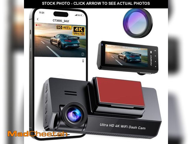 Lot 74-12434895 - Dash Cam Front 4K Built-in 5GHz WiFi with CPL, Dash Camera for Cars with 64GB SD Card, App Control, ...
