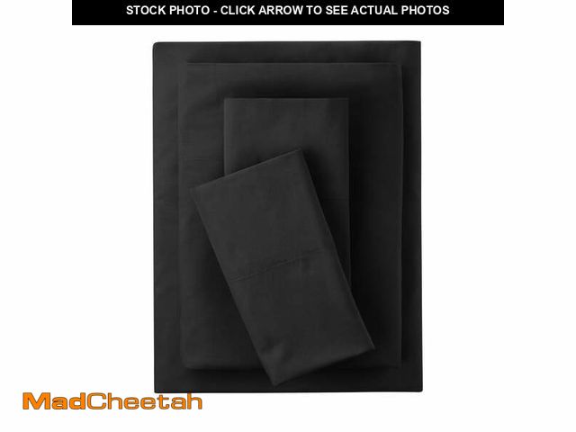 Lot 74-12886633 - Mainstays 4-Piece 300 Thread Count Rich Black CVC Cotton Blend Sheet Set, Full â Adults, Teens &am...