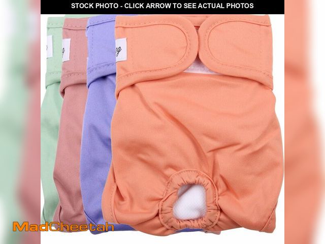 Lot 74-10956164 - JoyDaog Female Dog Diapers for Medium Dogs,4 Pack Reusable Washable Premium Doggie Diapers for Heat,...