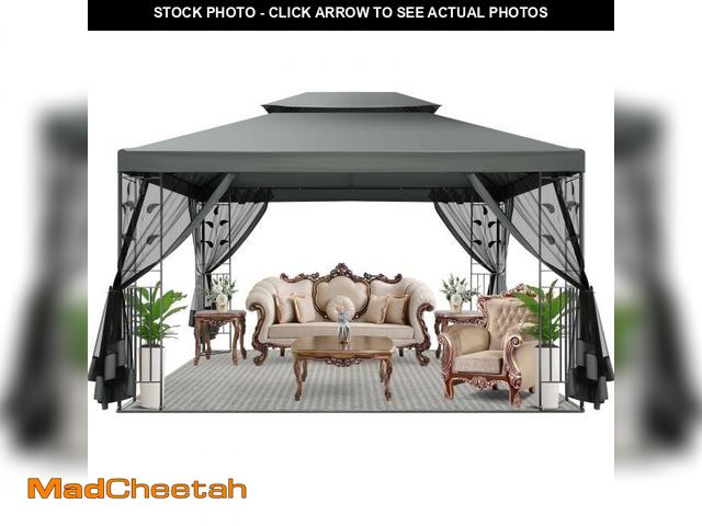 Lot 74-12491212 - SANOPY 10'x13.3' Metal Patio Gazebo, Outdoor Gazebo Canopy Tent for Backyard with Mesh Curtains, Gaz...