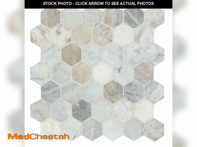 Lot 74-13823604 - MSI Capri Blue 2 in. Hexagon 12 in. x 12 in. x 0.38 in. Honed Marble Mesh Mounted Mosaic Tile 9.8 sq...