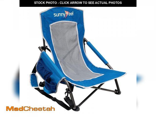 Lot 74-12144234 - SunnyFeel Low Beach Chair Folding Camping Backpacking Chairs Mesh Back with Sling Strap, Compact &am...