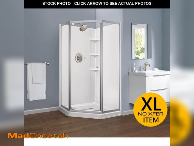 Lot 74-12933183 - Delta 38 in. W x 74 in. H Neo-Angle Pivot Framed Corner Shower Enclosure in Chrome with Clear Glass ...
