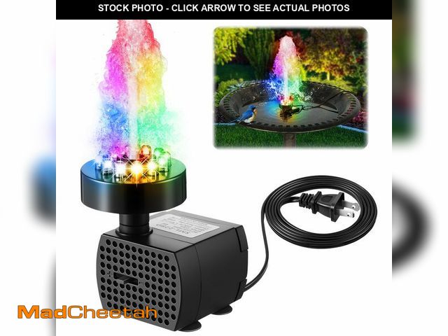Lot 74-14047118 - Dunkive Bird Bath Fountains with 12 LED Lights, 24 Hour Working Fountain Pump with Light, Adjustable...