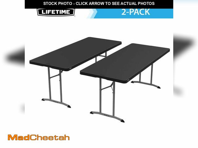 Lot 74-12787854 - Lifetime 6 foot Black Fold-In-Half Table 2 Pack - 80895 - USED