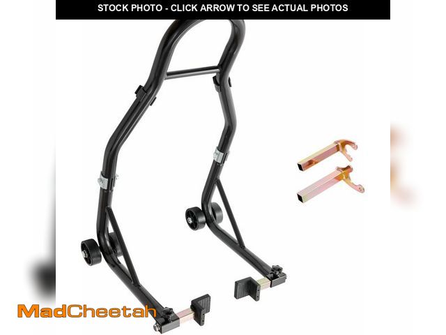 Lot 74-12828270 - VEVOR Motorcycle Rear Wheel Stand, 850lbs/390kg Load Capacity Lift with U + L Fork Swingarm Spool, H...