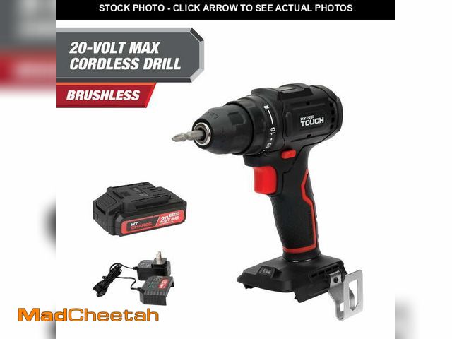 Lot 74-12688091 - Hyper Tough 20V Max Brushless Cordless Drill Driver with 1.5Ah Lithium-Ion Battery and Charger - USE...