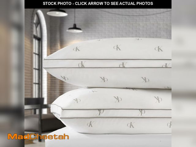 Lot 74-13041915 - Calvin Klein Logo Medium 20" x 36" King Size Set of 2 Bed Pillows for Sleeping, White - UNUSED
