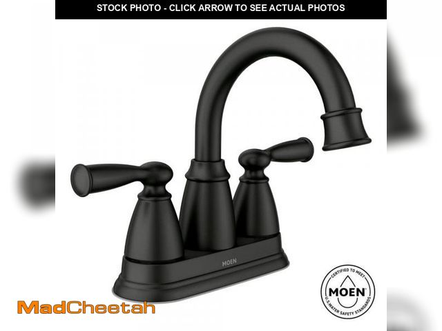 Lot 74-12412142 - MOEN Banbury 4 in. Centerset Double Handle High-Arc Bathroom Faucet in Matte Black - UNUSED