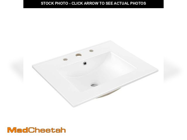 Lot 74-13693008 - JONATHAN Y Ancillary 3-Hole 24 in. W x 18.25 in. D Classic Contemporary Rectangular Ceramic Single S...