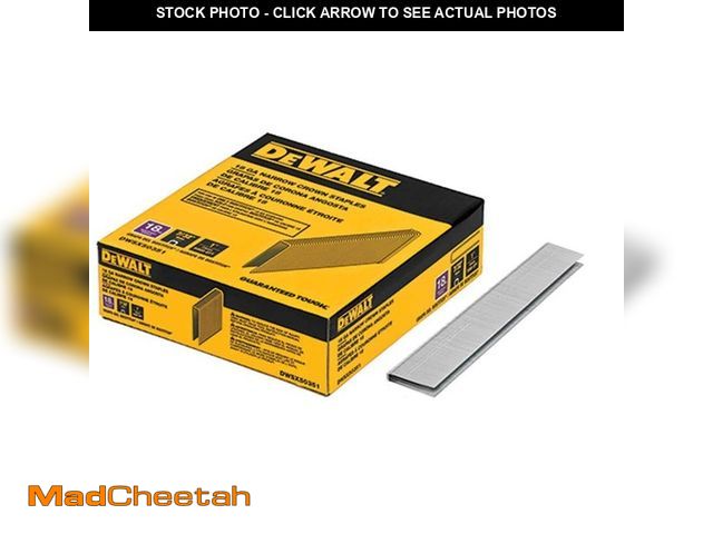 Lot 74-12533786 - DEWALT 1 in. Leg x 7/32 in. 18-Gauge Crown Glue Collated Steel Staples (5,000 per Box) - UNUSED