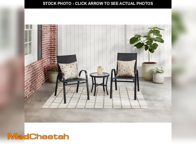 Lot 74-13769374 - StyleWell Sling Stack Outdoor Dining Chair in Black - USED