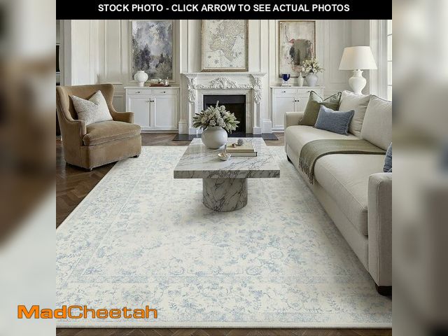 Lot 74-14611312 - PureCozy 8x10 Blue Area Rug Washable Non Slip Large Vintage Living Room - UNUSED