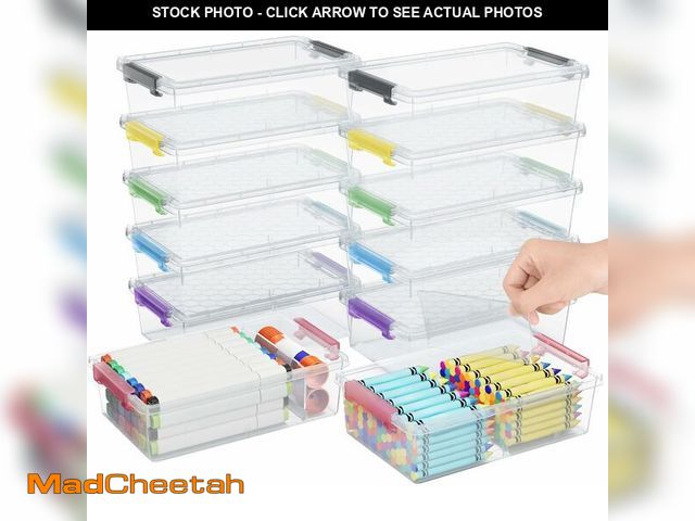 Lot 74-14267532 - GEOPHIA 12 Pack Extra Large Pencil Box with Removable Divider, Thickened Pencil Case Bulk, Clear Cra...