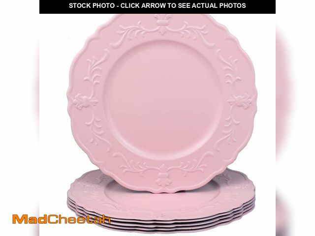 Lot 74-14272606 - Spsyrine Pink Charger plates, 13 Inch Set of 6 Chargers for dinner plates, Serve ware Plate for Wedd...