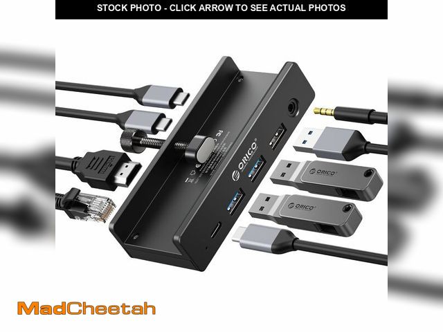 Lot 74-13953046 - ORICO Clip Docking Station, 8-in-1 Clamp USB C Hub with 4K@60Hz HDMI, 100W PD, Gigabit Ethernet, 4xU...