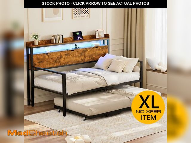 Lot 74-13071194 - Betterhood Daybed with Trundle, Twin to King Bed Daybed Trundle Bed, Heavy Duty Metal Bed Frame with...