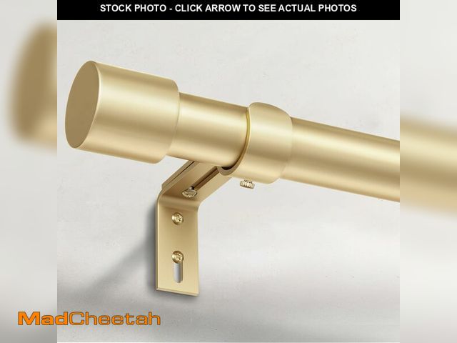 Lot 74-14335399 - IFELS Heavy Duty Curtain Rods for Windows 66 to 120 Inch, 1 Inch Gold Curtain Rod Adjustable, Decora...
