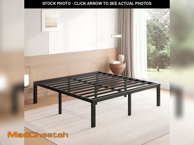 Lot 74-12891594 - FSCHOS 18 inch King Size Metal Bed Frame, Heavy Duty Metal Platform with Ample Storage Space, Sturdy...