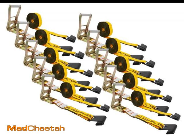 Lot 74-12274493 - Mytee Products (10 Pack Kinedyne 2" x 27' Ratchet Strap with Flat Hook - UNUSED
