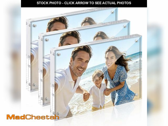 Lot 74-14482143 - upsimples 5x7 Picture Frame Acrylic, Magnetic Floating Photo Frames, 3 Pack - UNUSED