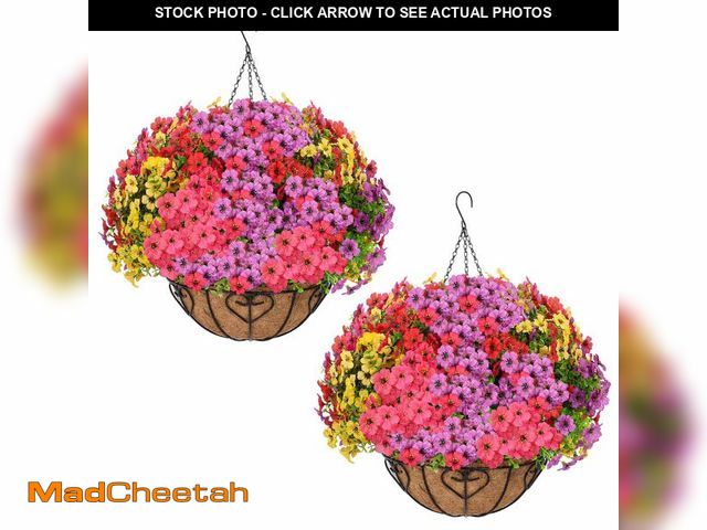Lot 74-13992975 - LetuoClips Artificial Hanging Flower for Outdoors, Fake Hanging Basket for Outside,1 Hanging Basket ...