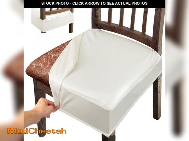 Lot 74-12438511 - Leather Seat Covers Dining Chairs Waterproof Kitchen Chair Seat Covers set of 6, Wipeable 4-Sided Su...