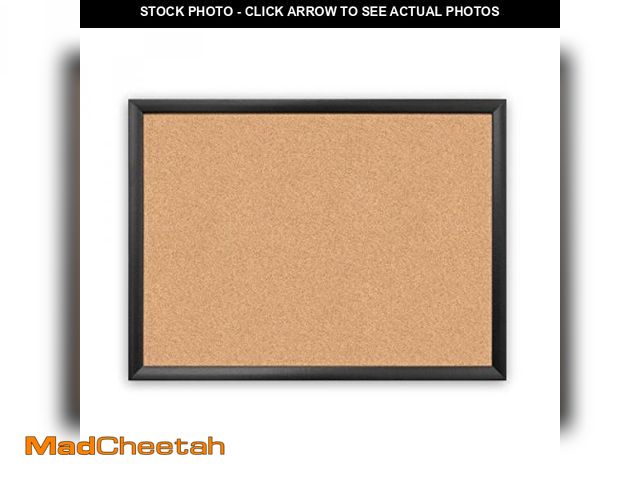 Lot 74-12138094 - U Brands Cork Bulletin Board, 17" x 23", Black Wood Frame - UNUSED