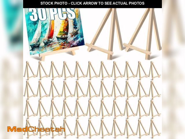Lot 74-12801441 - Marspark 30 Pack 9 Inch Wood Easels Bulk Small Easel Stand for Painting Canvases Mini Tabletop Displ...