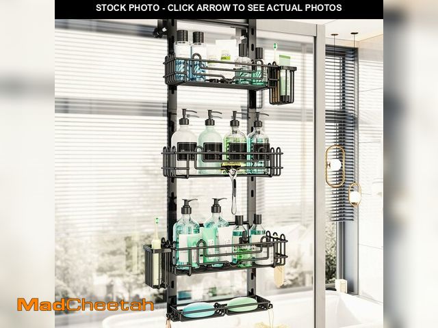 Lot 74-13543754 - HapiRm 4 Tier Over the Door Shower Caddy, Hanging Shower Caddy with 22 Hooks and 2 Toothbrush Holder...