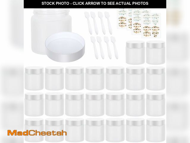 Lot 74-13714269 - EkkoVla 24 Pack 4 oz Frosted Glass Jars with Lids, Round Empty Cosmetic Containers with Inner Liners...