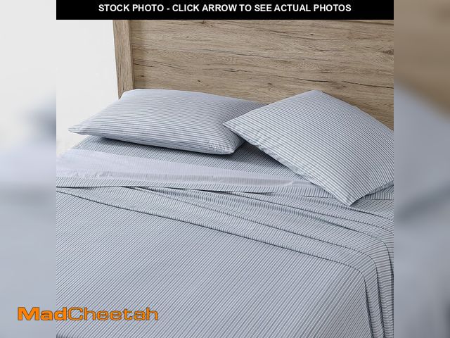 Lot 74-14379994 - Eddie Bauer - Twin Size Sheet Set, 100% Cotton Percale Bedding, Crisp &amp; Breathable Bed Sheets wi...