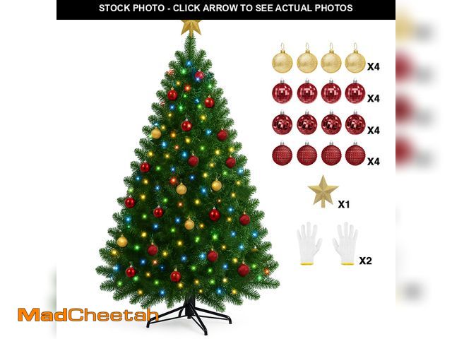 Lot 74-13012653 - VAVSEA 7.5FT Pre-Lit Christmas Tree, Hinged Artificial Xmas Trees with 380 Multi-Color LED Lights &a...