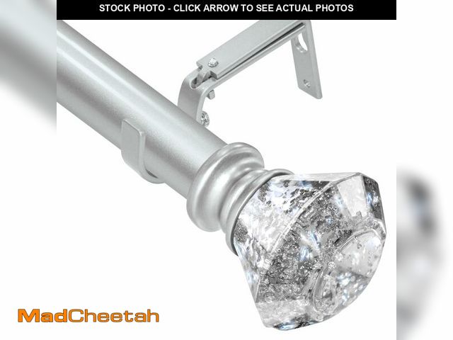 Lot 74-13719701 - Silver Curtain Rods 66 to 120 Inch(5.5-10 ft), Modern Decorative Heavy Duty Adjustable Curtain Rod f...