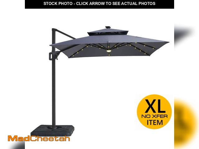 Lot 74-12558356 - Furniture of America Yetta 8 ft. Aluminum Cantilever Crank Tilt and 360 Square Patio Umbrella and LE...