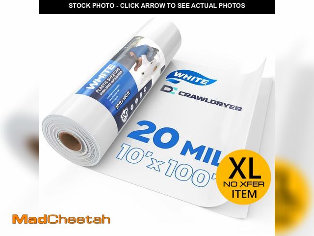 Lot 74-13118794 - White Crawl Space Vapor Barrier, 20 Mil Vapor Barrier, 10' x 100', White Thick Plastic Sheeting, Hea...