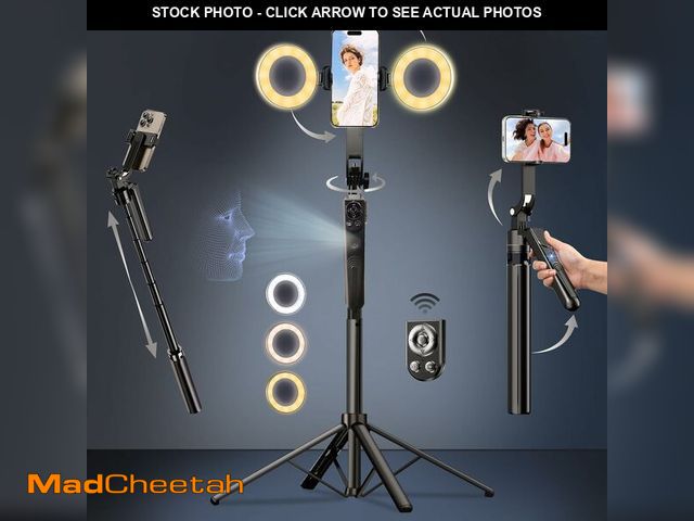 Lot 74-12801553 - Auto Face Tracking Selfie Stick Tripod for iPhone with Light,360 Rotation That Follows Your Movement...