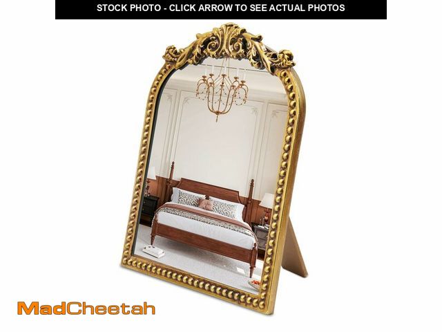 Lot 74-12718581 - Vintage Makeup Mirror, 12.1"x9.8" Antique Gold Vanity Mirror, Arched Standing Tabletop Mirrors for D...