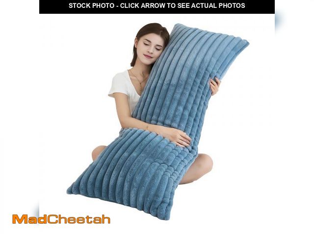 Lot 74-12050783 - Memfydu Full Body Pillow with Fluffy Stripe Faux Fur Removable Cover, Long Bed Pillow Adult 20x54 In...