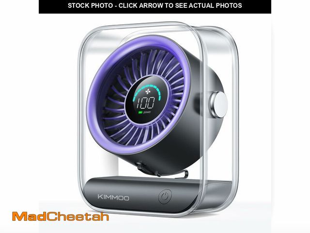 Lot 74-13951358 - KIMMOO Rechargeable USB Desk Fan, Quiet Table Fan with Turbo Airflow, 100 Speeds, Digital Display, 9...