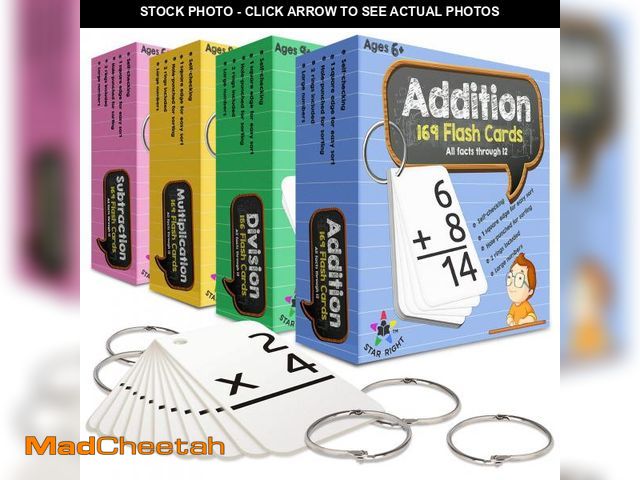 Lot 74-12358002 - Star Right Math Flash Cards Set of 4 - Addition, Subtraction, Division, &amp; Multiplication Flash C...