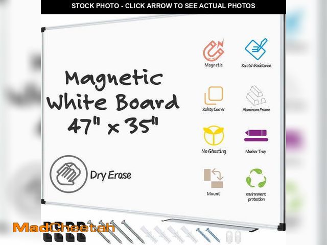 Lot 74-12781471 - (MISSING ACCESSORIES) AGCAN Dry Erase Board 47" x 35" Magnetic Whiteboard Large Marker Board 4'x3' W...